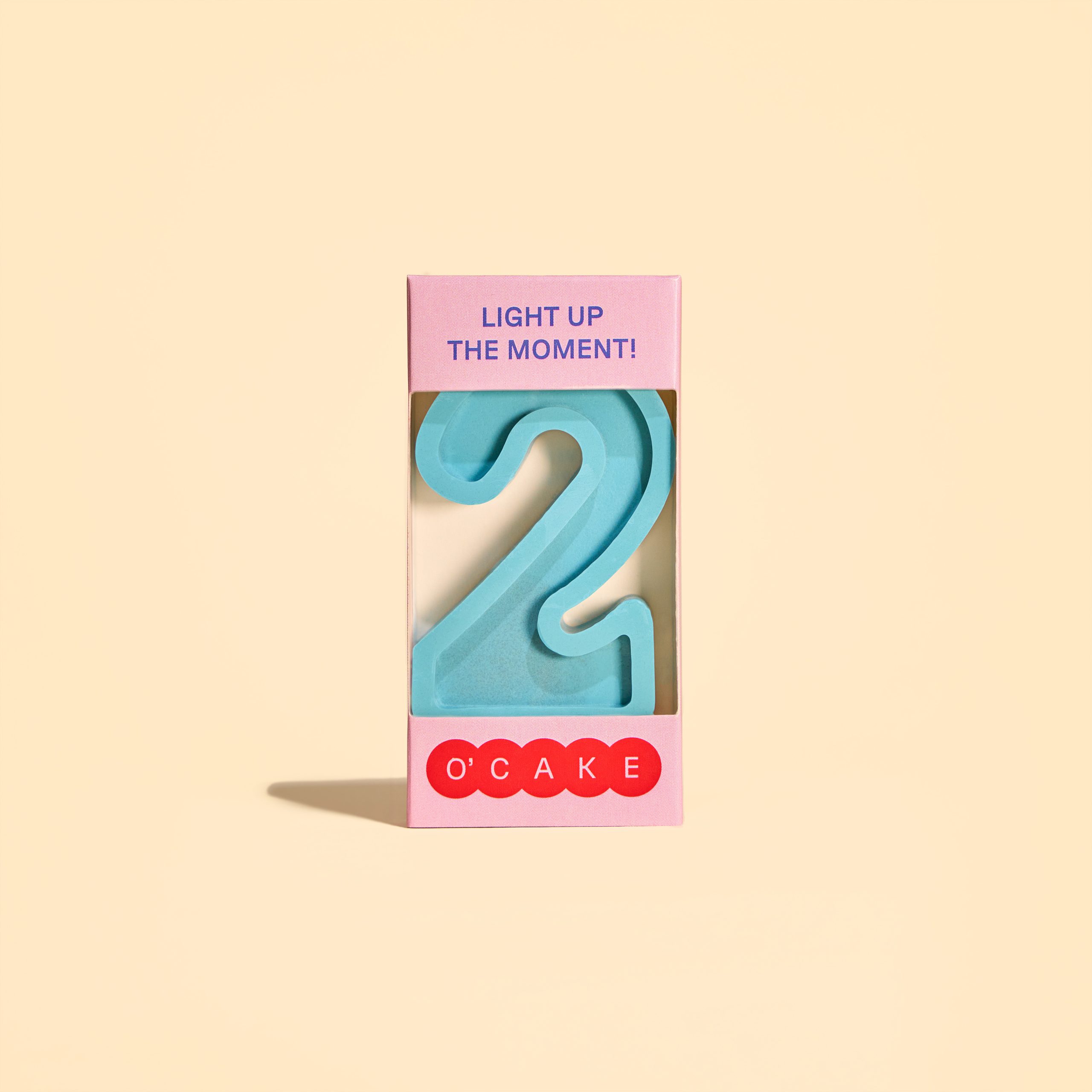 Blue number 2 candle