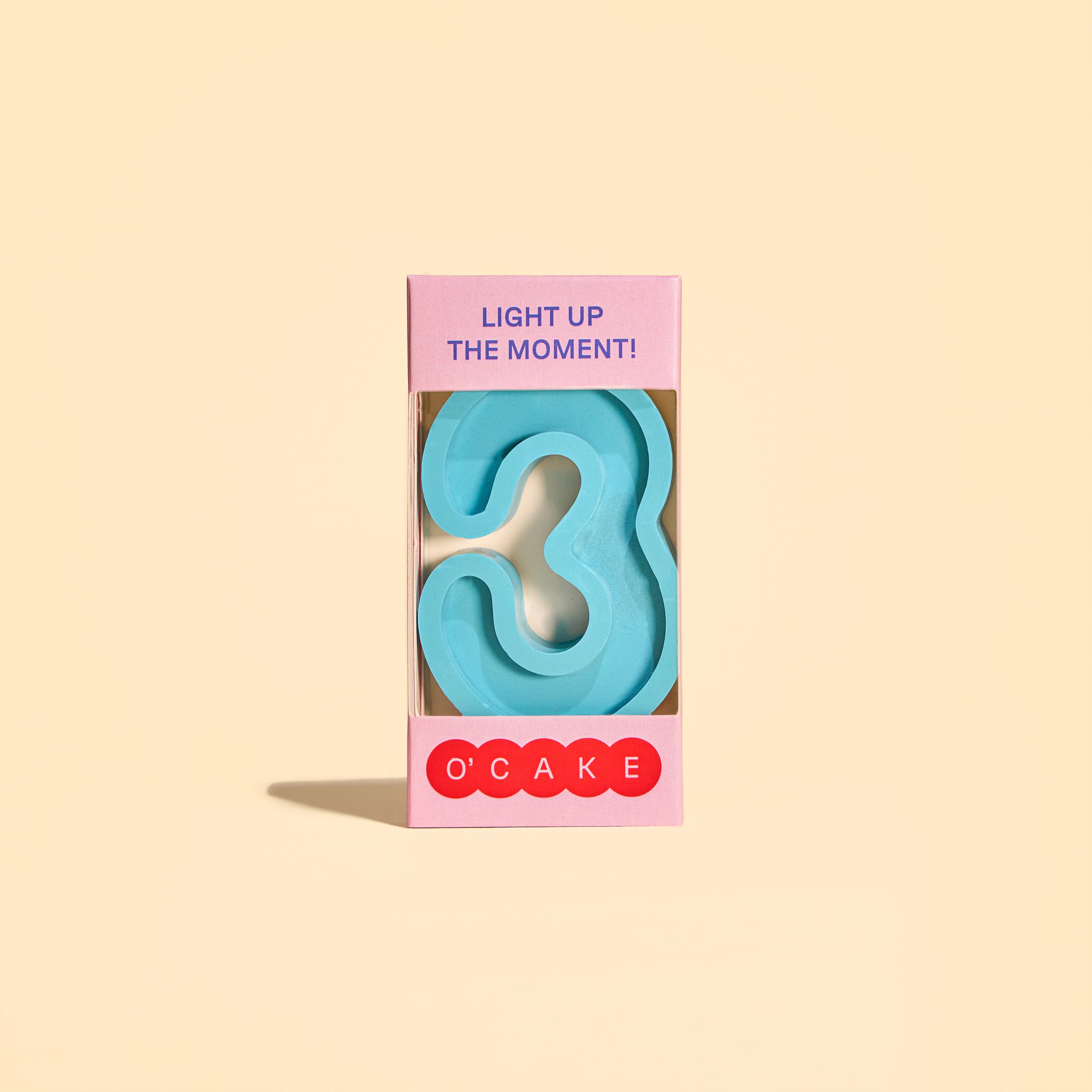 Blue number 3 candle