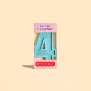 Blue number 4 candle