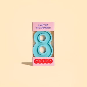 Blue number 8 candle